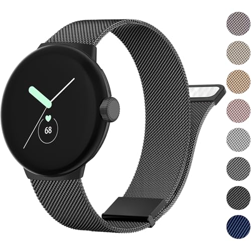 Meliya Metallband, kompatibel mit Google Pixel Watch 2 Band/Pixel Uhrenarmbänder für Damen und Herren, Edelstahl-Mesh-Schlaufe, verstellbares Armband, Ersatzband für Google Pixel Watch 2 2023/Pixel von Meliya