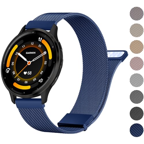 Meliya Uhrenarmband für Garmin Vivoactive 4 / Venu 3 / Venu 2, Damen und Herren, Edelstahl-Metall-Ersatzband für Garmin Venu 3, Venu 2, Vivoactive 4, Forerunner 255/265 Smartwatch (Marineblau) von Meliya