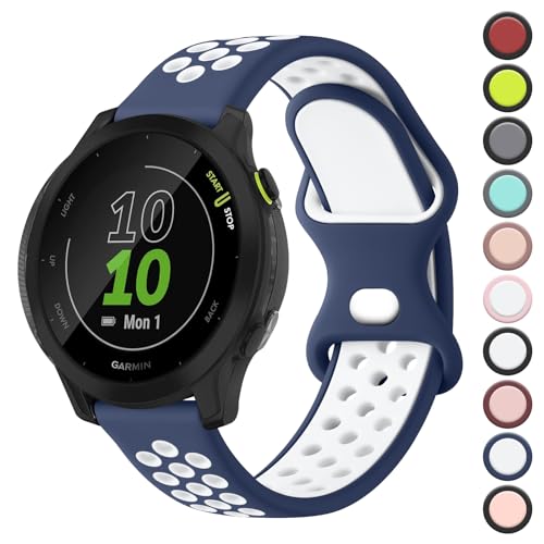 Uhrenarmband für Garmin Forerunner 55, 20 mm, Silikon, 2 Farben in 1, Schnellverschluss, Ersatzband für Garmin Forerunner 245/645/55, für Damen und Herren, Sportarmband von Meliya