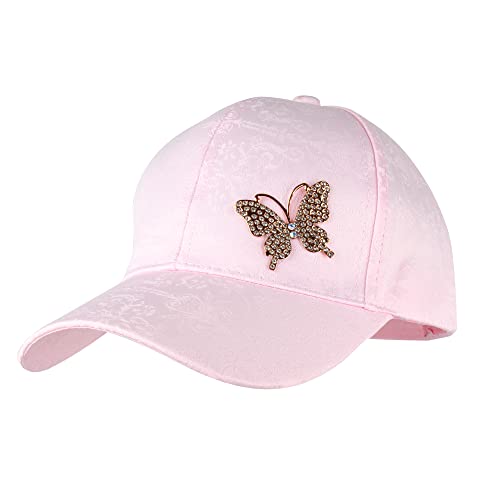 Meliyya Baseball Cap 80% Baumwolle Strass Schmetterling Baseballkappe Schildkappe Herren Damen Einheitsgröße Verstellbar, Rosa von Meliyya