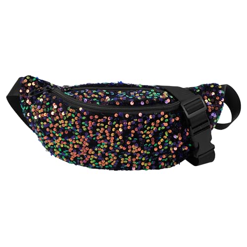 Meliyya Bauchtasche Pailletten Damen Hüfttasche Glänzende Umhängetasche Stylisch Fanny Pack Breiter Gurt für Reisen Festival Party Alltags, Grün von Meliyya