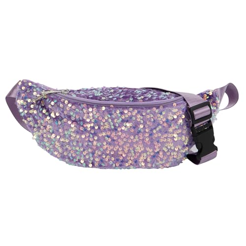 Meliyya Bauchtasche Pailletten Damen Hüfttasche Glänzende Umhängetasche Stylisch Fanny Pack Breiter Gurt für Reisen Festival Party Alltags, Violett von Meliyya