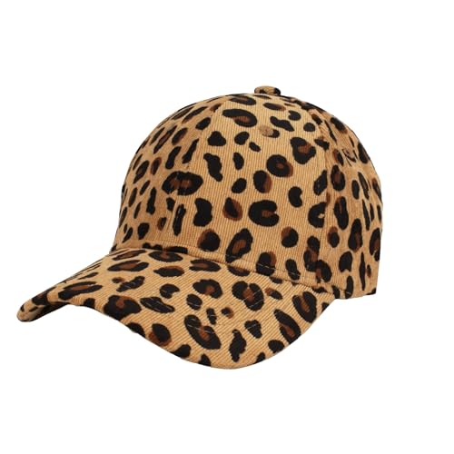 Meliyya Cord Baseball Cap Leopardenmuster Baseballkappe Schildkappe Herren Damen Einheitsgröße Verstellbar, Braun von Meliyya