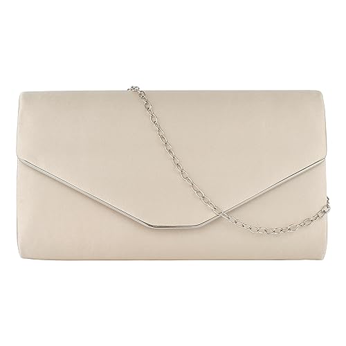 Meliyya Damen Samt Clutch Bag Abendtasche Unterarmtasche Hochzeit Tasche Elegante Umschlag Crossbody Schultertasche kleine Umhängetasche, Beige von Meliyya