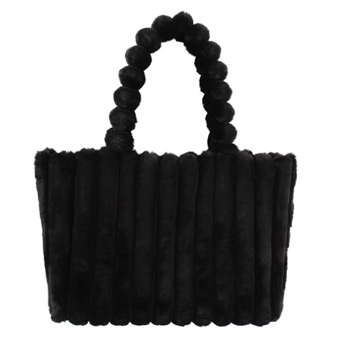Meliyya Damen Kuschelige Handtasche Winter Tote Bag Warme Flauschige Schultertasche Große Damentasche Plüsch Shopper aus Kunstfell für Uni Arbeit Mädchen Schule von Meliyya