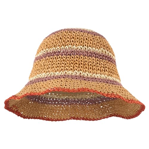 Meliyya Damen Papierstroh Sonnenhut Gestreift Strohhut Faltbarer Verstellbar Sommer Strandhut Breite Krempe Sommerhut, Rot Meliyya Damen Papierstroh Sonnenhut Gestreift Strohhut Faltbarer Verstellbar Sommer Strandhut Breite Krempe Sommerhut, Rot von Meliyya