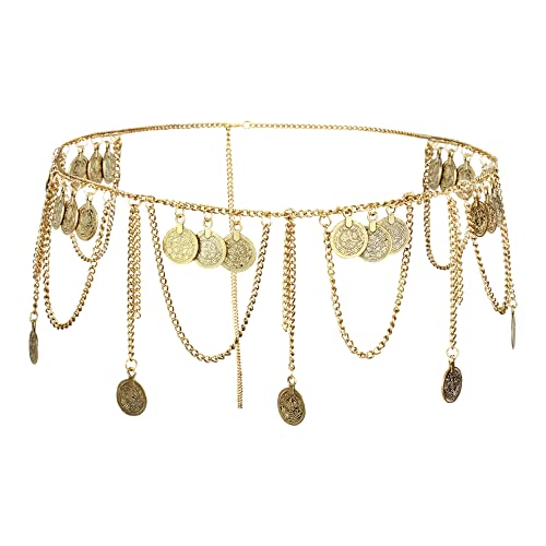 Meliyya Damen Retro Kettengürtel Bauchtanz Gürtel Metall Taillengürtel Hüftgurt - Ideal für Kleid Hochzeit Party Brautjungfernkleider von Meliyya
