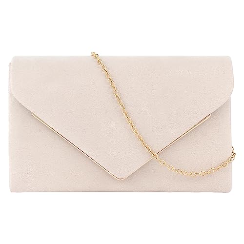 Meliyya Damen Samt Clutch Bag Abendtasche Unterarmtasche Hochzeit Tasche Elegante Umschlag Crossbody Schultertasche kleine Umhängetasche, Beige von Meliyya