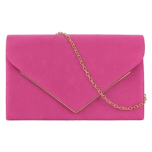 Meliyya Damen Samt Clutch Bag Abendtasche Unterarmtasche Hochzeit Tasche Elegante Umschlag Crossbody Schultertasche kleine Umhängetasche, Rosarot von Meliyya