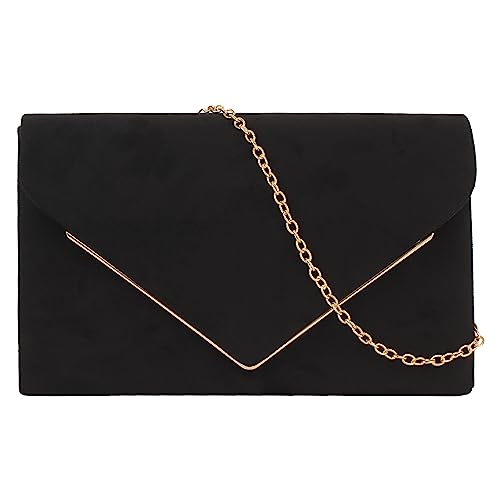 Meliyya Damen Samt Clutch Bag Abendtasche Unterarmtasche Hochzeit Tasche Elegante Umschlag Crossbody Schultertasche kleine Umhängetasche, Schwarz von Meliyya