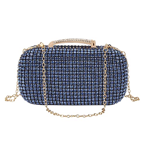 Meliyya Damen Strass Clutch Elegante Abendtasche Glänzende Handtasche mit 2 Ketten für Hochzeit Wedding Prom Party, Blau von Meliyya