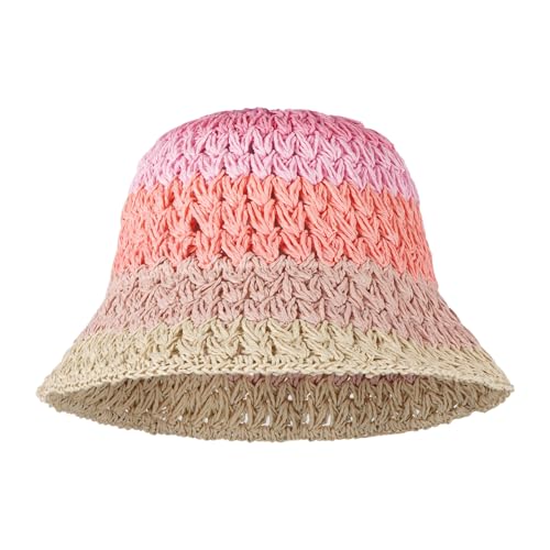 Meliyya Damen Strohhut Faltbarer Verstellbar Sommer Stroh Sonnenhut Strandhut Breite Krempe Sommerhut, Rosa von Meliyya
