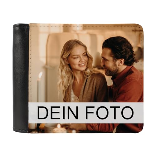 Meliyya Geldbeutel mit eigenem Foto selbst gestalten, Personalisierte Geldbörse Damen Herren Kunstleder Brieftasche Portemonnaie Portmonee, Schwarz von Meliyya