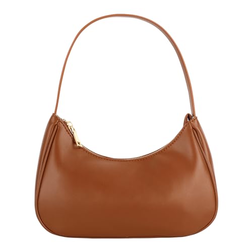 Meliyya Umhängetasche Damen Handtasche Unterarmtasche Kunstleder Hobo Halbmond Schultertasche für Hochzeit Party Alltags Arbeit 27 * 11 * 13cm, Braun von Meliyya