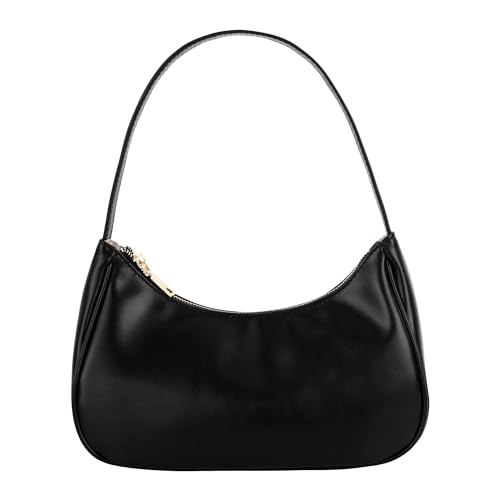 Meliyya Umhängetasche Damen Handtasche Unterarmtasche Kunstleder Hobo Halbmond Schultertasche für Hochzeit Party Alltags Arbeit 27 * 11 * 13cm, Schwarz von Meliyya