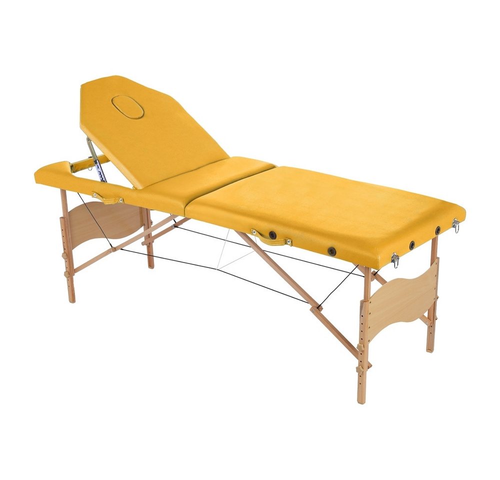 Melko Massageliege Massagebank Massagetisch Massageliege 3 Zonen klappbar und mobile Holzgestell in Beige, Blau, Schwarz & Gelb Therapieliege Kosmetikliege Liege Bank (Stück), Extra dicke und bequeme Polsterung für optimalen Liegekomfort von Melko