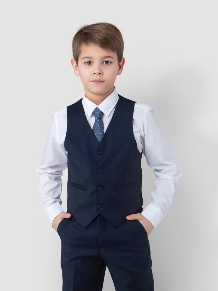 Melli-Trends Kinderanzug Luxuriöser Jungen Anzug Kommunionanzug 4-teilig blau (Hemd, Weste, Hose und Krawatte) festlich, elegant von Melli-Trends