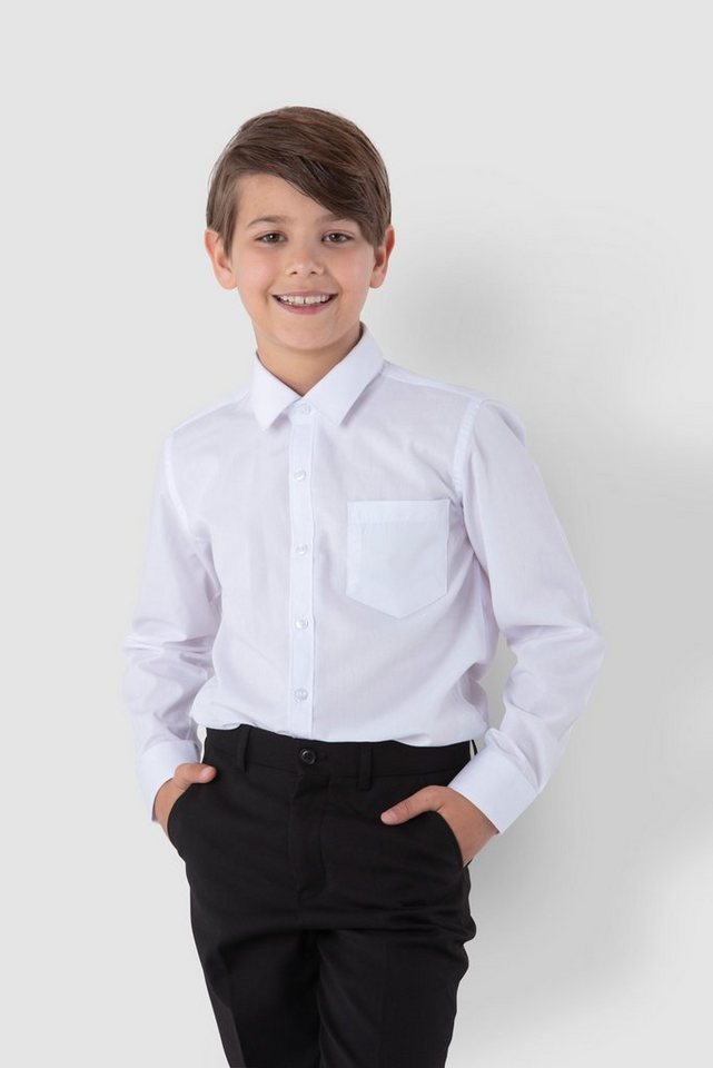 SANDER STELLAN Langarmhemd Kinderhemd weiß Jungen Hemd Kinder Party Hemd Slim Fit festlich, elegant von SANDER STELLAN