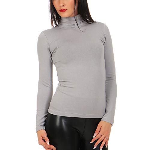 Mellice - Damen Langarm Shirt Rollkragen - 020 (L, Grau) von Mellice