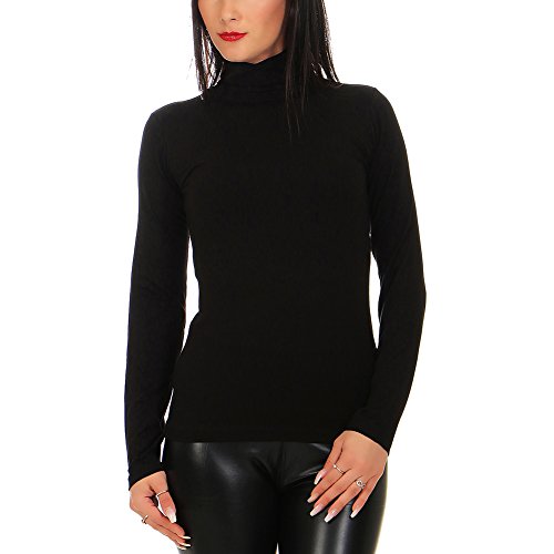 Mellice - Damen Langarm Shirt Rollkragen - 020 (L, Schwarz) von Mellice