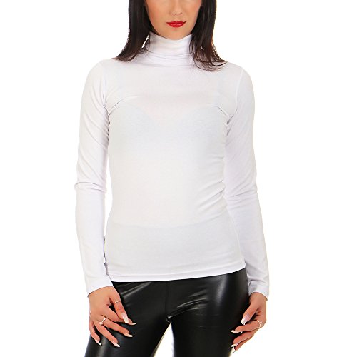 Mellice - Damen Langarm Shirt Rollkragen - 020 (L, Weiß) von Mellice