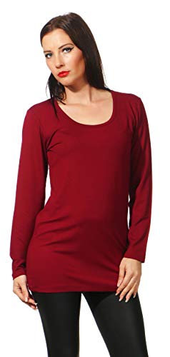 Mellice - Damen Longshirt Langarm Shirt Tunika - 045 (L, Weinrot) von Mellice