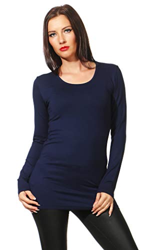 Mellice - Damen Longshirt Langarm Shirt Tunika - 045 (M, Marineblau) von Mellice