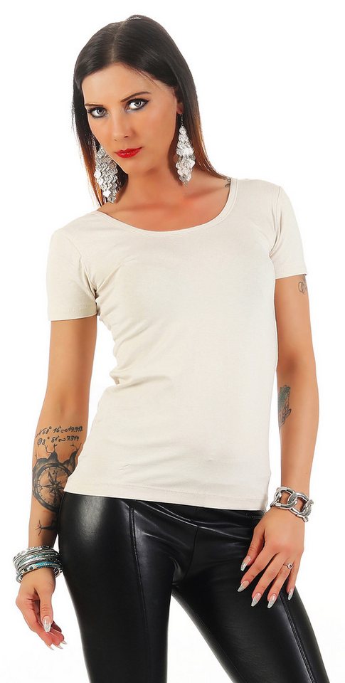 Mellice Kurzarmshirt Damen Kurzarm Shirt mit U-Neck von Mellice