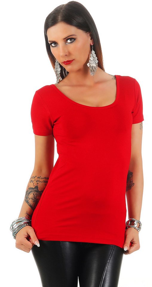 Mellice Kurzarmshirt Damen Kurzarm Shirt mit U-Neck von Mellice