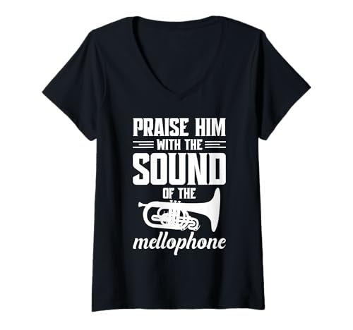 Damen Band Member Brass Instrument Loise Him Mellophon T-Shirt mit V-Ausschnitt von Mellophone Clothing For Marching Band Member