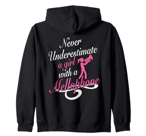 Mellophonist, Mitglied der Blaskapelle, Mädchen mit Mellophon Kapuzenjacke von Mellophone Clothing For Marching Band Member