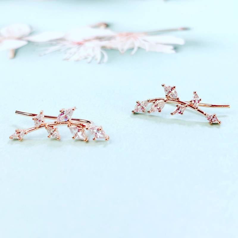 Ohr Kletterer, Krabbel - Silber Ohrfeger, Blatt Cuff, Vine Crawler Ohrringe, Moderne Cuff von MellowMee