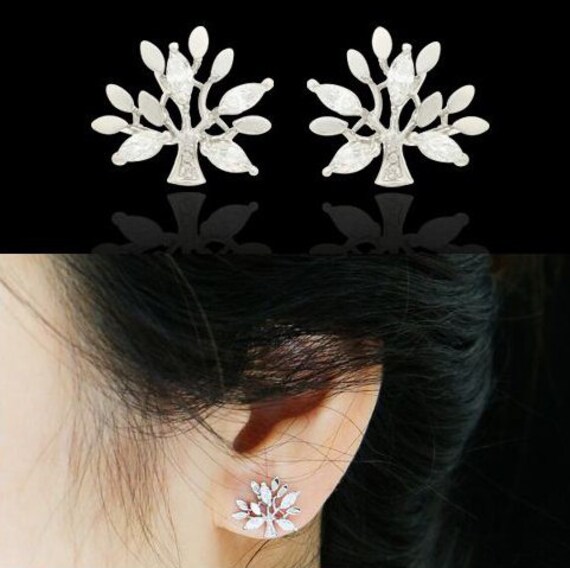 Tress Ohrringe, Einfache Kleine Weihnachtsgeschenk, Großer Baum Silber Ohrstecker, Ohrstecker von MellowMee