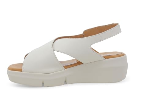 Bequeme Crossover-Sandale aus weissem Leder für Damen, R80420W 35 von Melluso