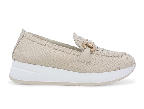 Melluso Beige Mokassins für Damen aus gewebtem Leder r20090 37 Melluso Beige Mokassins für Damen aus gewebtem Leder r20090 37 von Melluso