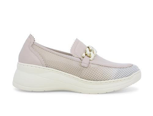 Melluso Beigefarbener Damen-Mokassin aus Leder und Stoff k55448 41 Melluso Beigefarbener Damen-Mokassin aus Leder und Stoff k55448 41 von Melluso