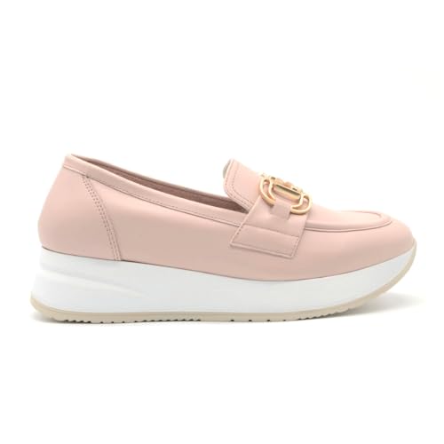 Melluso Damen-Mokassin aus Leder mit Keilabsatz, Rosa, 35 EU Melluso Damen-Mokassin aus Leder mit Keilabsatz, Rosa, 35 EU von Melluso