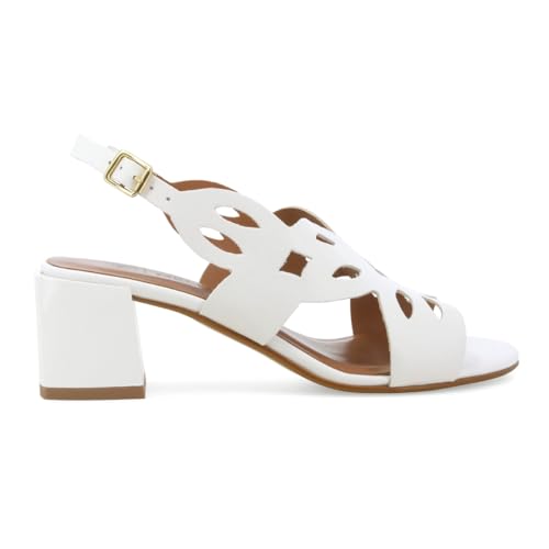 Melluso Damen-Sandalen aus Leder mit Absatz, Weiß, 39 EU Melluso Damen-Sandalen aus Leder mit Absatz, Weiß, 39 EU von Melluso