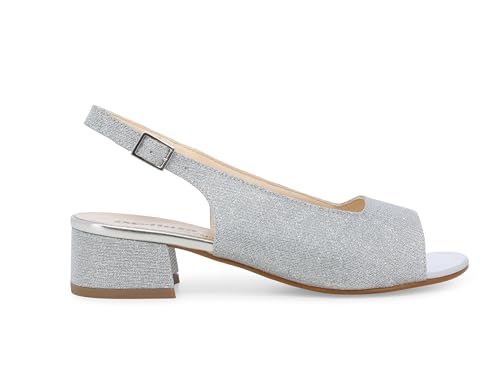 Melluso Damensandale aus silbernem Glitzerstoff k35174w 38 Melluso Damensandale aus silbernem Glitzerstoff k35174w 38 von Melluso