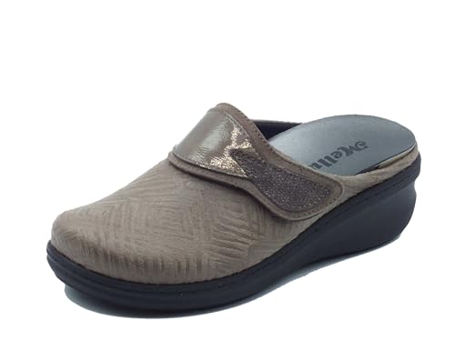 Melluso PD908Z Castoro Hausschuhe für Damen aus Stoff und Nubuk in Dunkelbeige mit herausnehmbarer Einlegesohle, Biber, 39 EU von Melluso