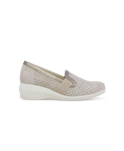 Melluso R30618 alba beige Damenschuhe perforiert Mokassin Wildleder Keilabsatz elastisch 38.5 von Melluso