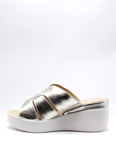 Melluso Sandalen mit Keilabsatz für Damen - Platin Modell 019218Z 019218Z Leder, Platin, 38 EU von Melluso
