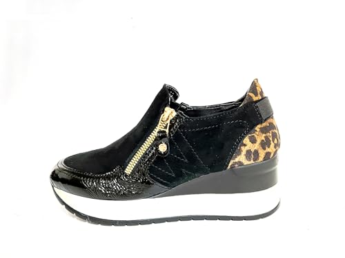 Melluso Walk R25545 Schwarze Damenschuhe mit Keilabsatz, Slip-on-Wildleder-Reissverschluss 38 Melluso Walk R25545 Schwarze Damenschuhe mit Keilabsatz, Slip-on-Wildleder-Reissverschluss 38 von Melluso