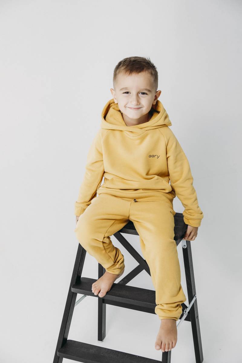 Unisex Sweathose Set Mädchen Kapuzenhose Senfbär Ohren Baumwolle Jogger Kinder Pullover Jungen Truck Suite von Melmikids