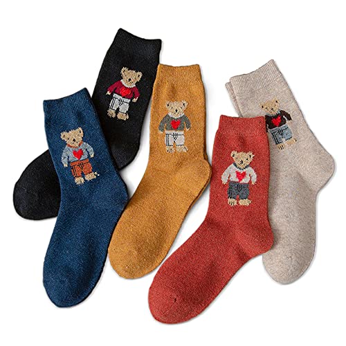 Meloday Süße Damen-Knöchelsocken mit Bären-Stickerei, weiche Baumwolle, 5 Paar pro Packung, Fuchs-Stickerei, 37-43 EU von Meloday