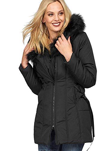 Melrose Damen Steppmantel Kapuze Mantel gesteppt (Schwarz, 38) von Melrose