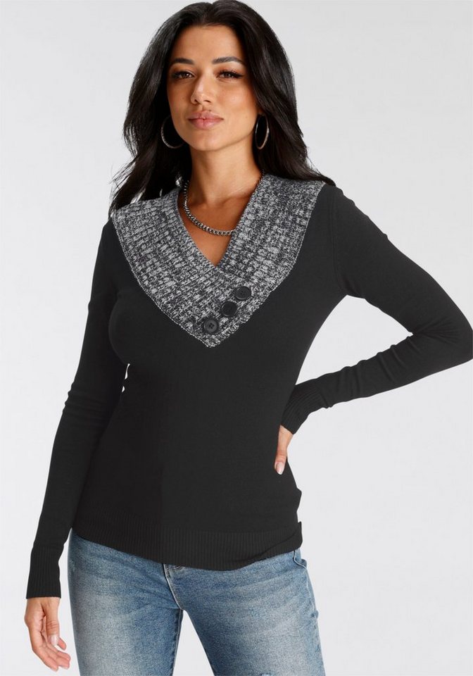 Melrose Strickpullover mit Kontrastkragen von Melrose