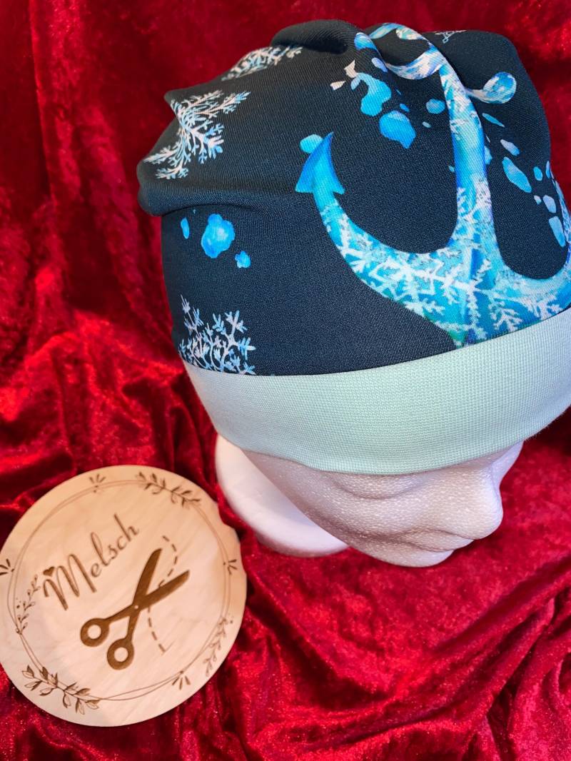 Beanie Für Kinder 1-3 Jahre Anker Und Eis Blau Petrol Handmade Mütze von Melsch16