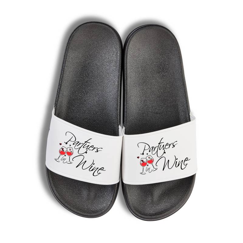 Badelatschen "Partners in Wine" 4 Varianten Partyschlappen von Melskleinestoffelei