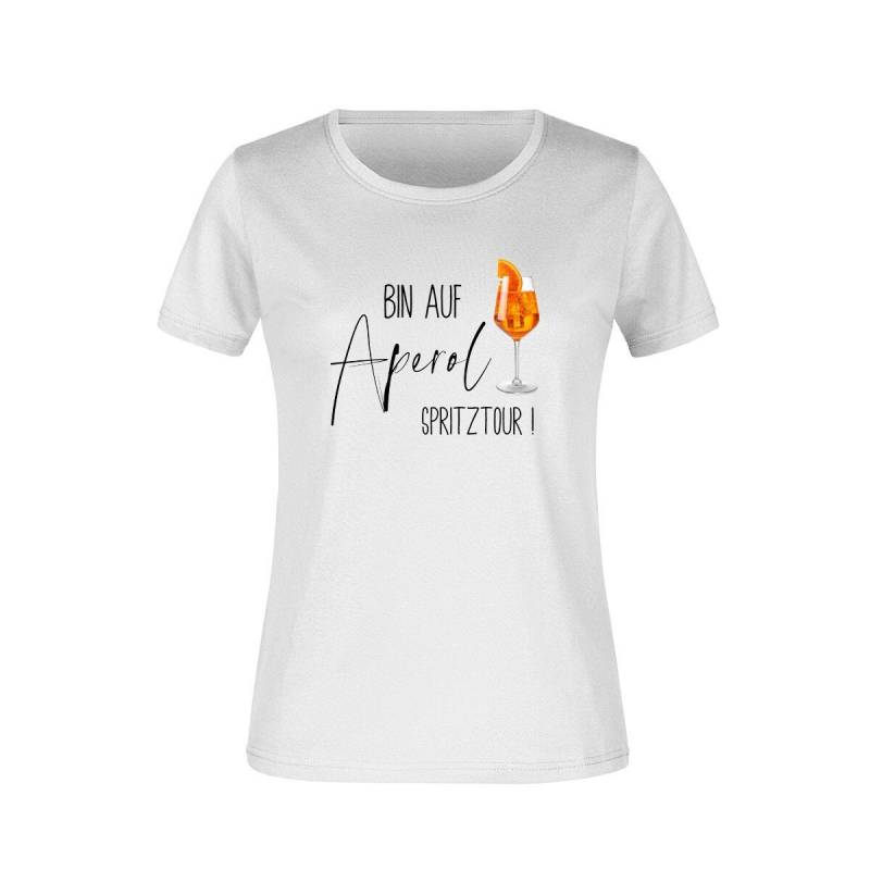 T-Shirt "Bin Auf Aperol Spritztour" in Weiß von Melskleinestoffelei